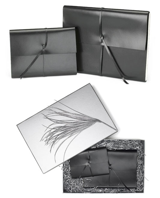 Finest Italian Black leather A4 replaceable notebook