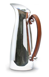 Leather handled silver plated water pitcher